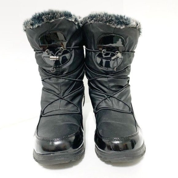 Khombu Shoes Khombu Womens Black Faux Fur Lined Snow Boots Size 1